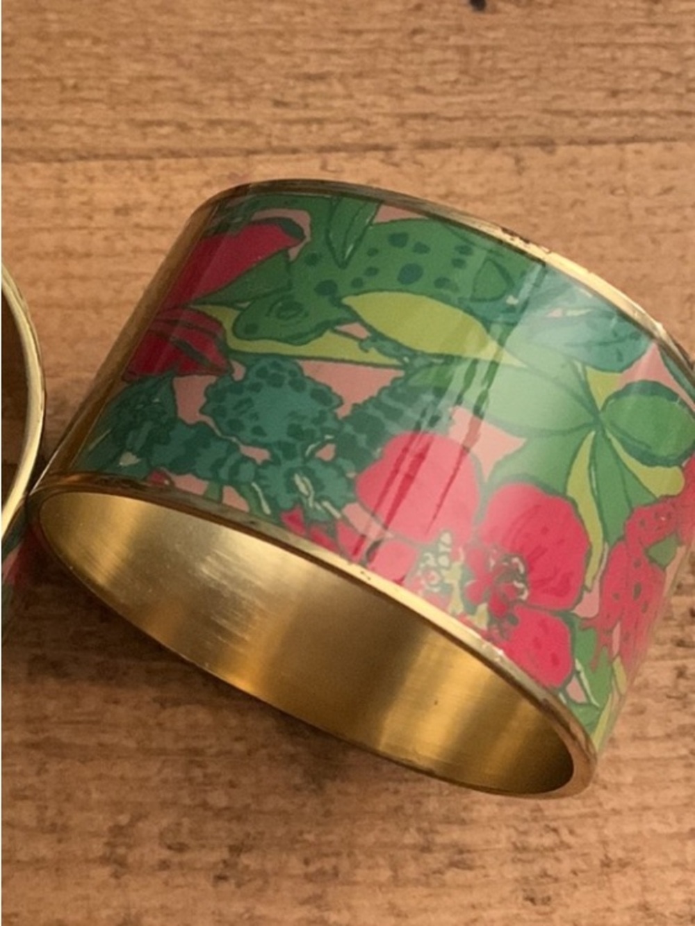 Lilly Pulitzer Pink, Green & Red Floral Enamel Bangle